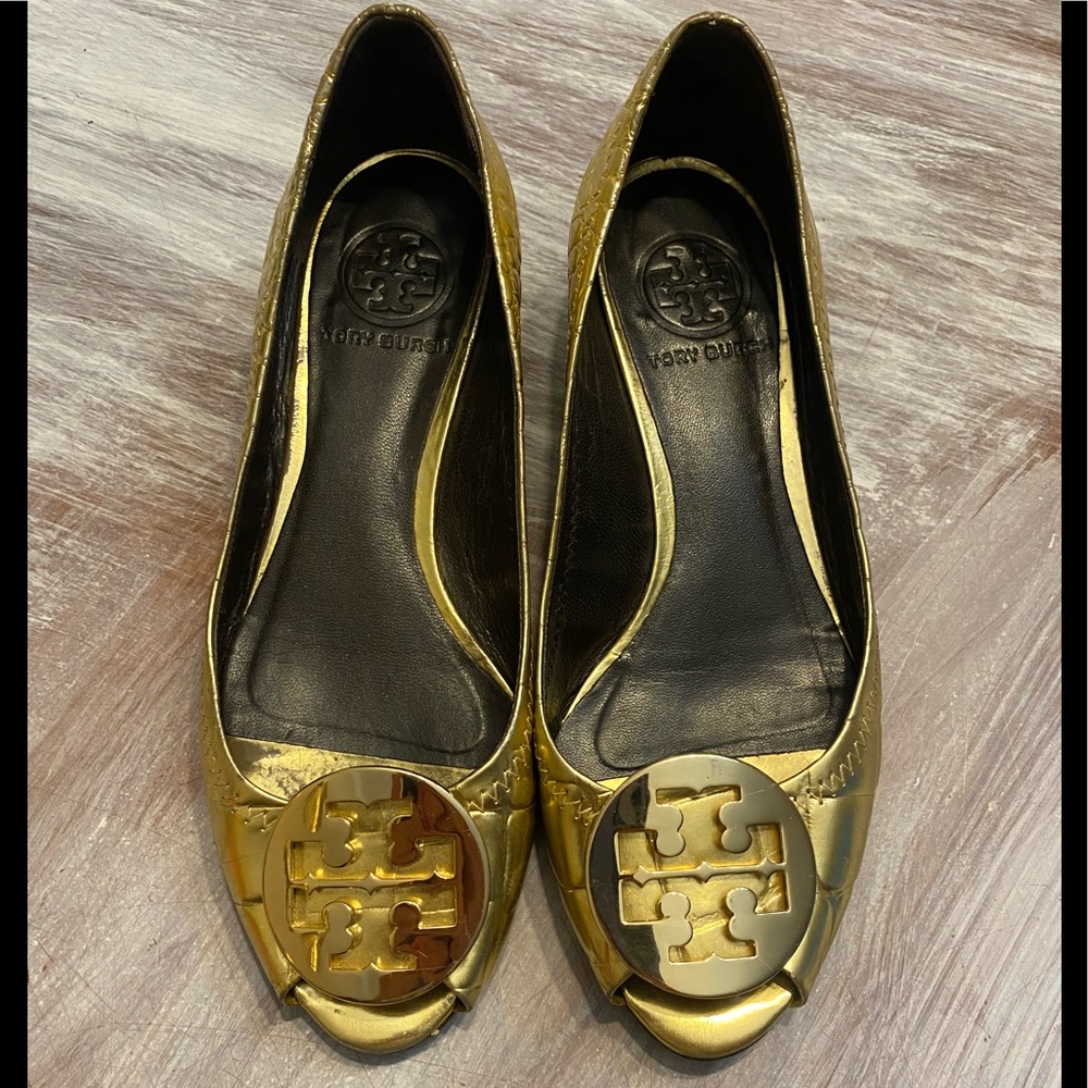 Tory Burch Gold Wedges